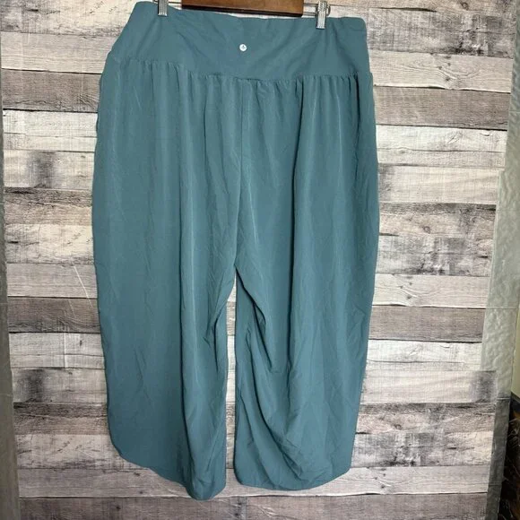 Halara Breezful Women's 2X High Waisted Crossover Quick Dry Stone Blue Wide Leg - Picture 3 of 11